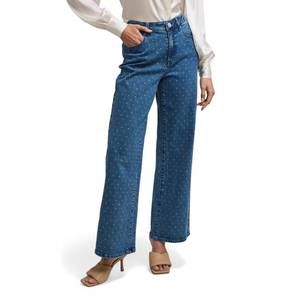 NEW GENERATION LOVE judith polka dot denim pant in blue crush
